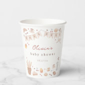 Cafe Bebe Watercolor Hand Drawn Baby Shower Pappbecher (Rückseite)