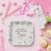 Cafe Bebe Whimsical Bow Babyparty Pappteller (Party)