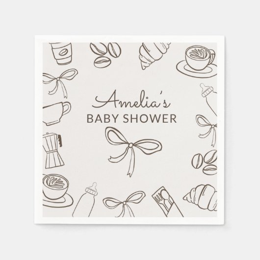 Cafe Bebe Whimsical Bow Babyparty  Serviette (Vorderseite)