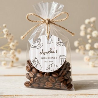 Cafe Bebe Whimsical Moderne Streifen Babyparty Geschenkanhänger