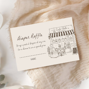 Cafe Bebe Windel-Raffle Braune Babyparty Begleitkarte