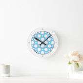 Cafe Blue Assorted Polka Dots Wall Clock Runde Wanduhr (Zuhause)