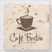 Café Boston Travertin-Untersetzer Steinuntersetzer (Vorderseite)