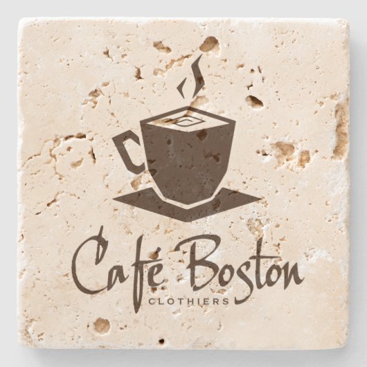 Café Boston Travertin-Untersetzer Steinuntersetzer (Vorderseite)