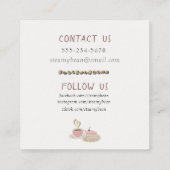 Café Café Bäckerei Quirky Retro Wasserfarbe Quadratische Visitenkarte (Rückseite)