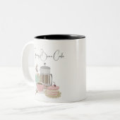 Café Café Bäckerei Quirky Retro Wasserfarbe Zweifarbige Tasse (Vorderseite Links)