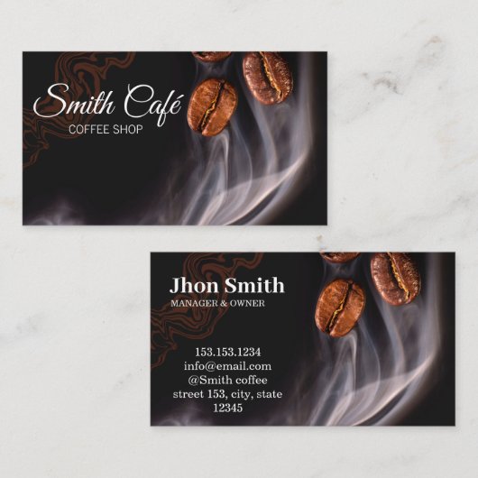 Café Café Business Card Visitenkarte (Vorne/Hinten)