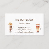 Café Café Restaurant Wasserfarbe Handschriftlich Visitenkarte (Rückseite)