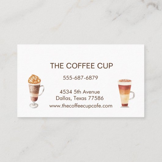 Café Café Restaurant Wasserfarbe Handschriftlich Visitenkarte (Rückseite)