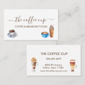 Café Café Restaurant Wasserfarbe Handschriftlich Visitenkarte (Vorne/Hinten)