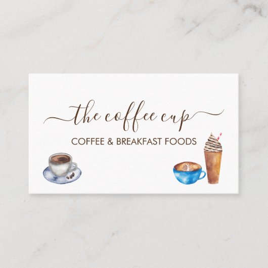 Café Café Restaurant Wasserfarbe Handschriftlich Visitenkarte (Vorderseite)