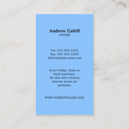 Café/Café Visitenkarte (Rückseite)