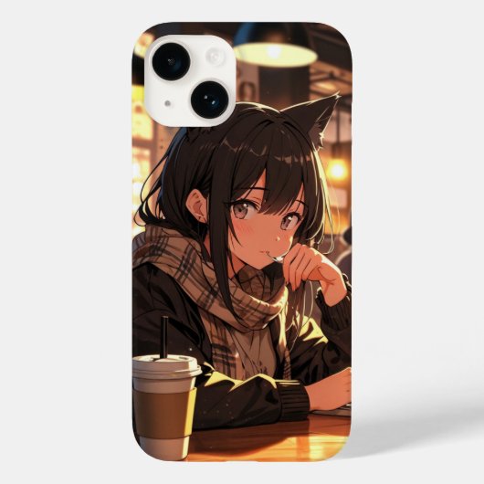 Cafe Cat Girl Case-Mate iPhone Hülle (Rückseite)