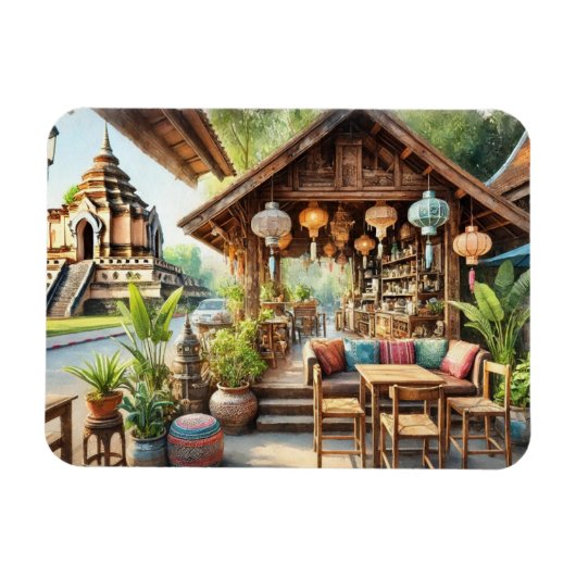 Café Chiang Mai Wat Chedi Luang Magnet (Horizontal)