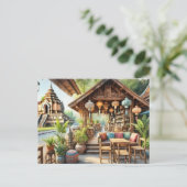 Café Chiang Mai Wat Chedi Luang Postkarte (Stehend Vorderseite)
