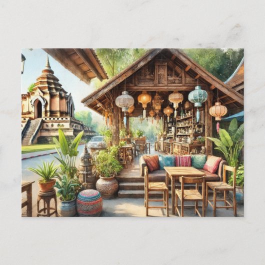 Café Chiang Mai Wat Chedi Luang Postkarte (Vorderseite)