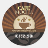 Café Coffee Burst Runder Aufkleber (Vorderseite)