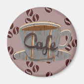 Cafe Coffee Cup and Coffee Beans Magnet (Vorne)