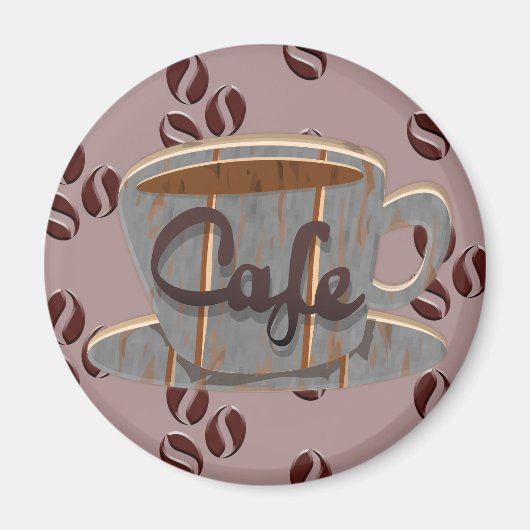 Cafe Coffee Cup and Coffee Beans Magnet (Vorne)