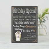 Café Coffee Shop Geburtstagsparty Einladung (Stehend Vorderseite)