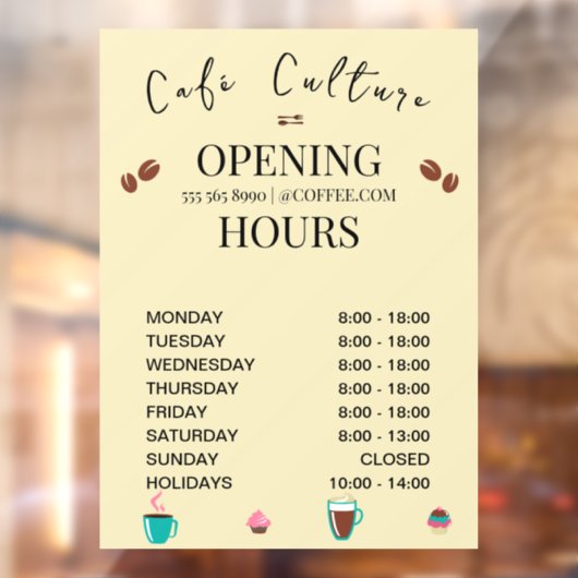 Cafe Coffee Shop Öffnungszeiten Fensteraufkleber (Blatt 2)
