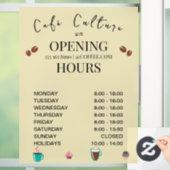 Cafe Coffee Shop Öffnungszeiten Fensteraufkleber (Zuhause)