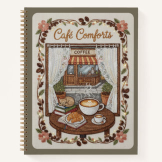 Café Comforts Bestickte Coffee Shop & Buchhandlung Notizblock