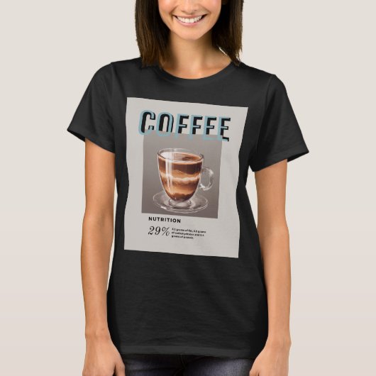 Café con indicaciones de valores nutricionales T-Shirt (Vorderseite)
