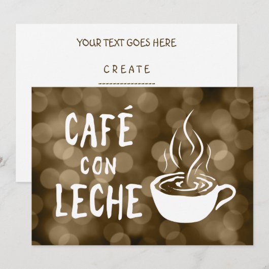Café con leche bokeh einladung (Vorne/Hinten)
