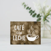 Café con leche bokeh postkarte (Stehend Vorderseite)
