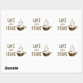 Café con leche bokeh quadratischer aufkleber (Blatt)