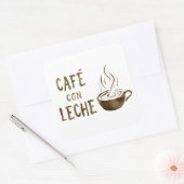 Café con leche bokeh quadratischer aufkleber (Umschlag)