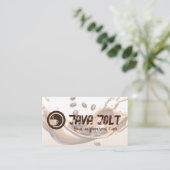 Café-Cup-Logo | Kaffeebohnen Splash Visitenkarte (Stehend Vorderseite)