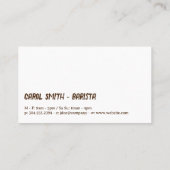 Café-Cup-Logo | Kaffeebohnen Splash Visitenkarte (Rückseite)