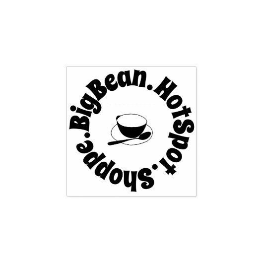 Café Cup & Spoon Großer Text Gummistempel (Prägung)