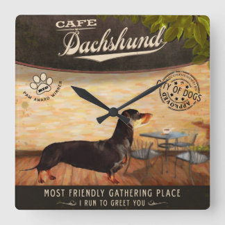 Café-Dackel Quadratische Wanduhr
