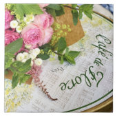 Café de Flore Bistro Tische mit Rose Keramik Fliese (Vorderseite)