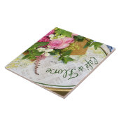 Café de Flore Bistro Tische mit Rose Keramik Fliese (Seite)