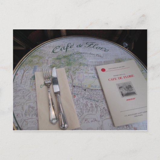 Café de Flore, Paris, Frankreich - Place Setting, Postkarte (Vorderseite)