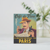 Café de Flore: Pariser Stil Postkarte (Stehend Vorderseite)
