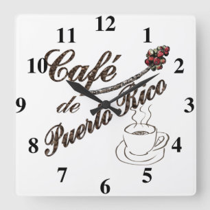 Cafe de Puerto Rico Wall Clock Quadratische Wanduhr
