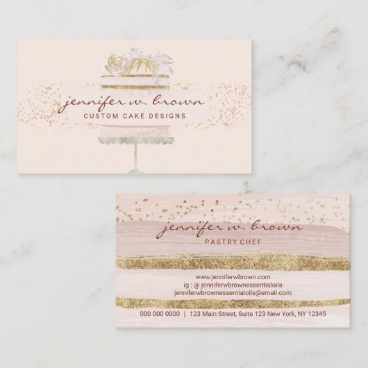 Café der Bäckerei mit rosa Tresen Visitenkarte (Vorne/Hinten)