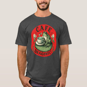 Cafe Dragonfly Whimsical Serene Frosch auf Seerose T-Shirt