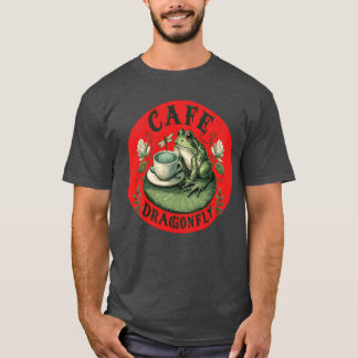 Cafe Dragonfly Whimsical Serene Frosch auf Seerose T-Shirt