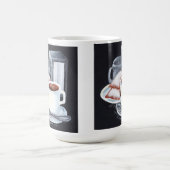 Cafe du Monde auf Schwarz-weißer Tasse (Mittel)