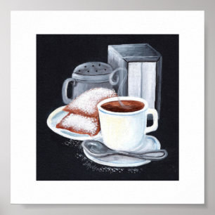 Cafe du Monde auf Schwarzem Poster