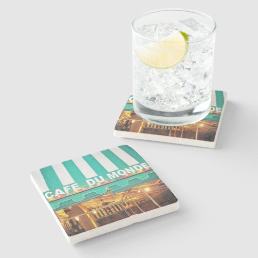 Café Du Monde Untersetzer, New Orleans Steinuntersetzer (Seitenansicht)