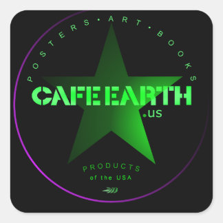 Cafe Earth Musuem Quadratischer Aufkleber