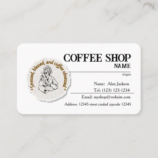 Café editierbare Visitenkarten Visitenkarte (Vorderseite)