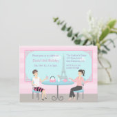 Cafe Eiffel Tower Paris Einladung zur Party (Stehend Vorderseite)